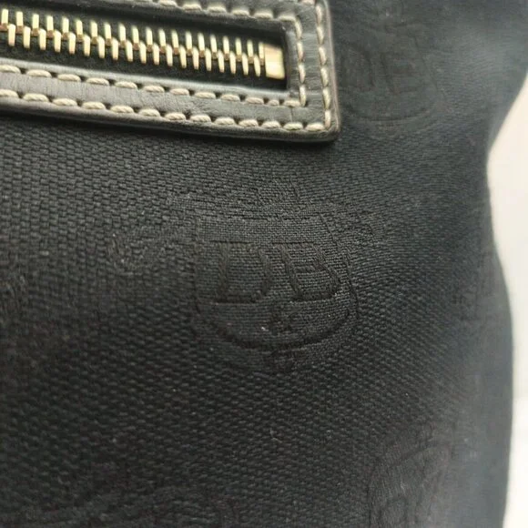 Dooney Bourke Handbag Black All Weather Leather VTG Logo Pattern Zipper Zipper - Picture 8 of 16